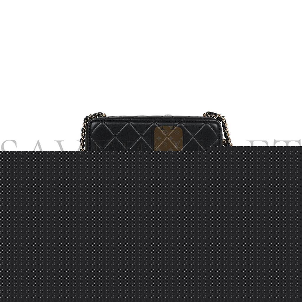 Ch*el master camera bag black lambskin light gold hardware as4817 (16*11.5*6cm)
